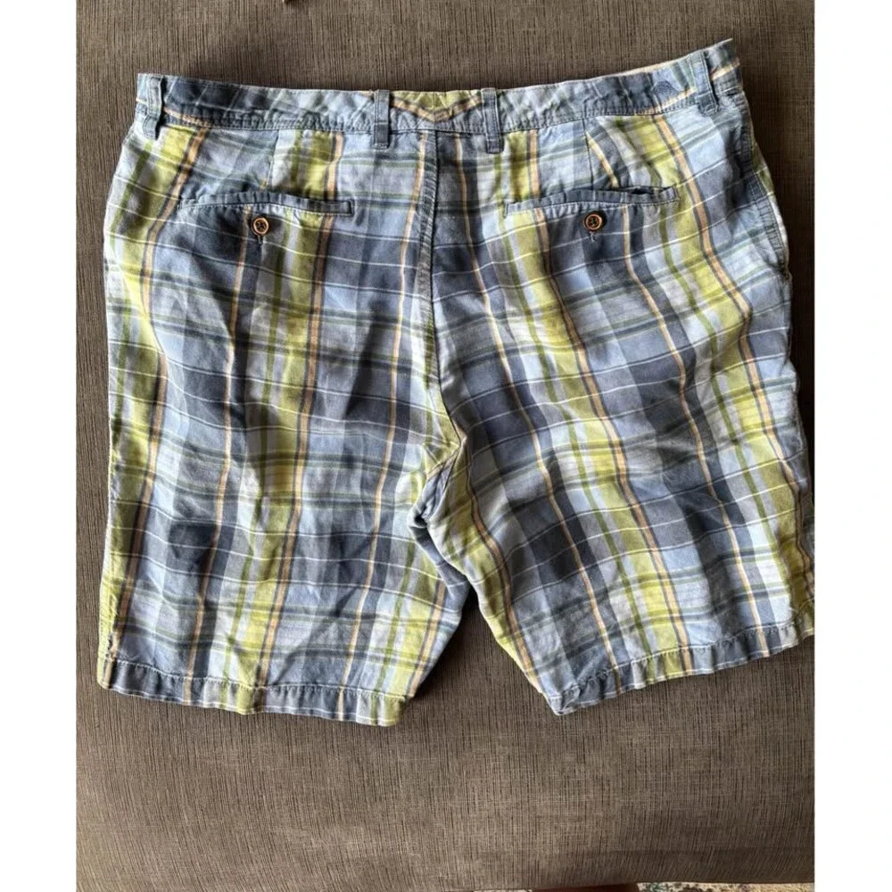 Tommy Bahama Men's Plaid Linen Tencel Blend Chino Resort Shorts Size 36